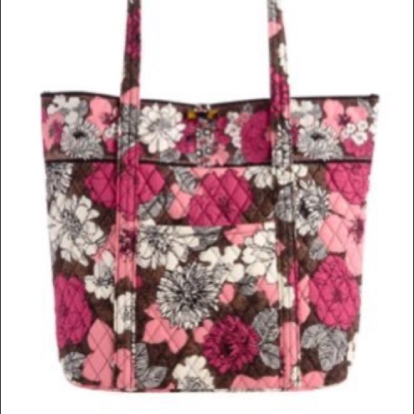 Vera Bradley Mocha Rouge Pink & Brown Quilted Tote - Picture 2 of 5
